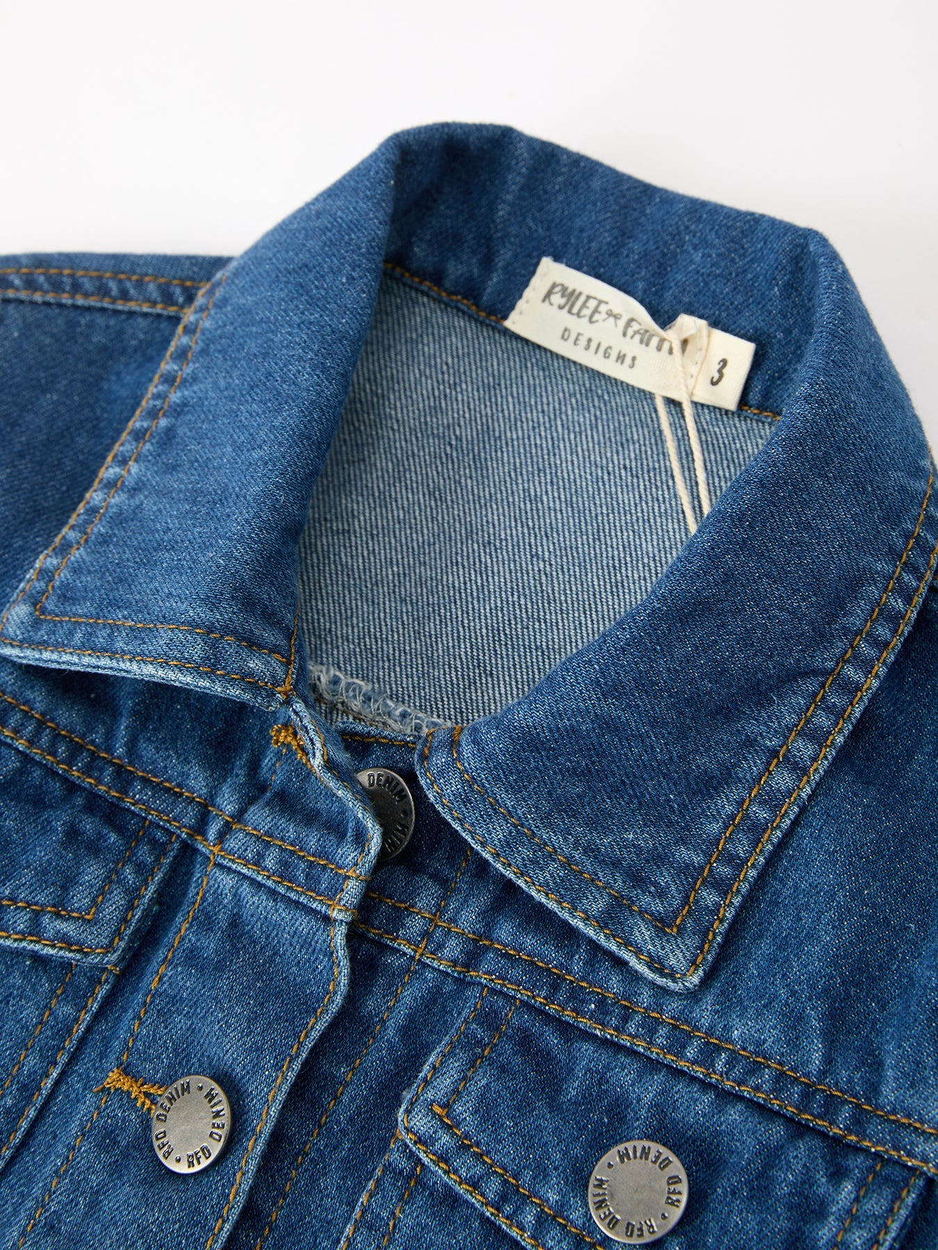 Girls Denim Bow Sleeve Button-front Jacket