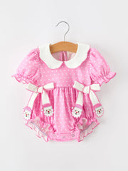 Christmas Baby Girls Santa Bow Peter Pan Collar Romper