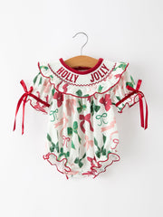 Christmas Baby Girls Holly Jolly Smocked Bubble Romper