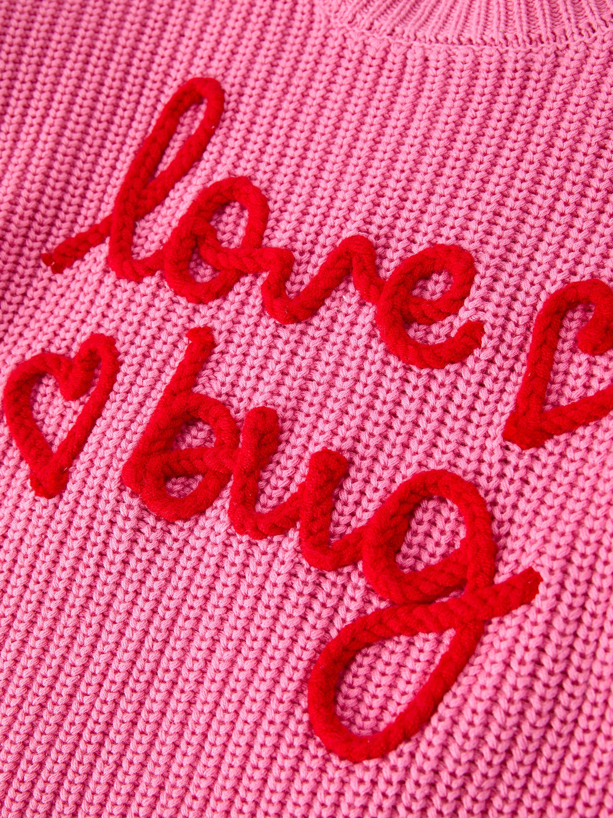 Valentine Girls Pink Heart Script Embroidered Knit Sweater