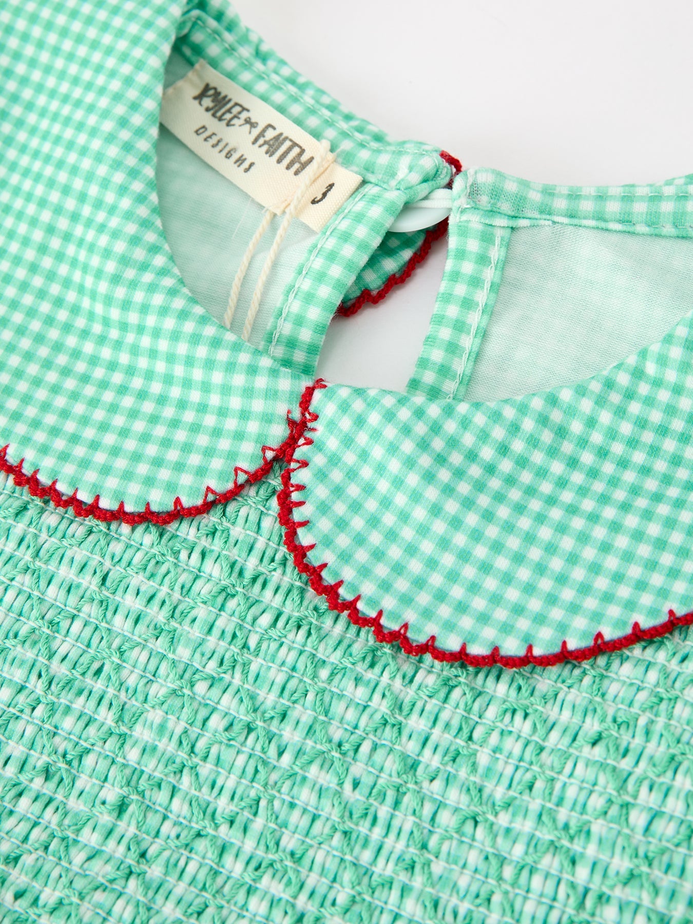 Christmas Girls Green Plaid Smocked Bow Peter Pan Collar Dress