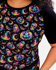Halloween | Rainbow Haunts | Adult Bamboo Raglan Top