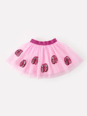 Fall Girls Pink Sequin Ballet Slipper Tulle Tutu Skirt