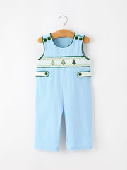 Christmas Boys Blue Christmas Tree Embroidered Jonjon