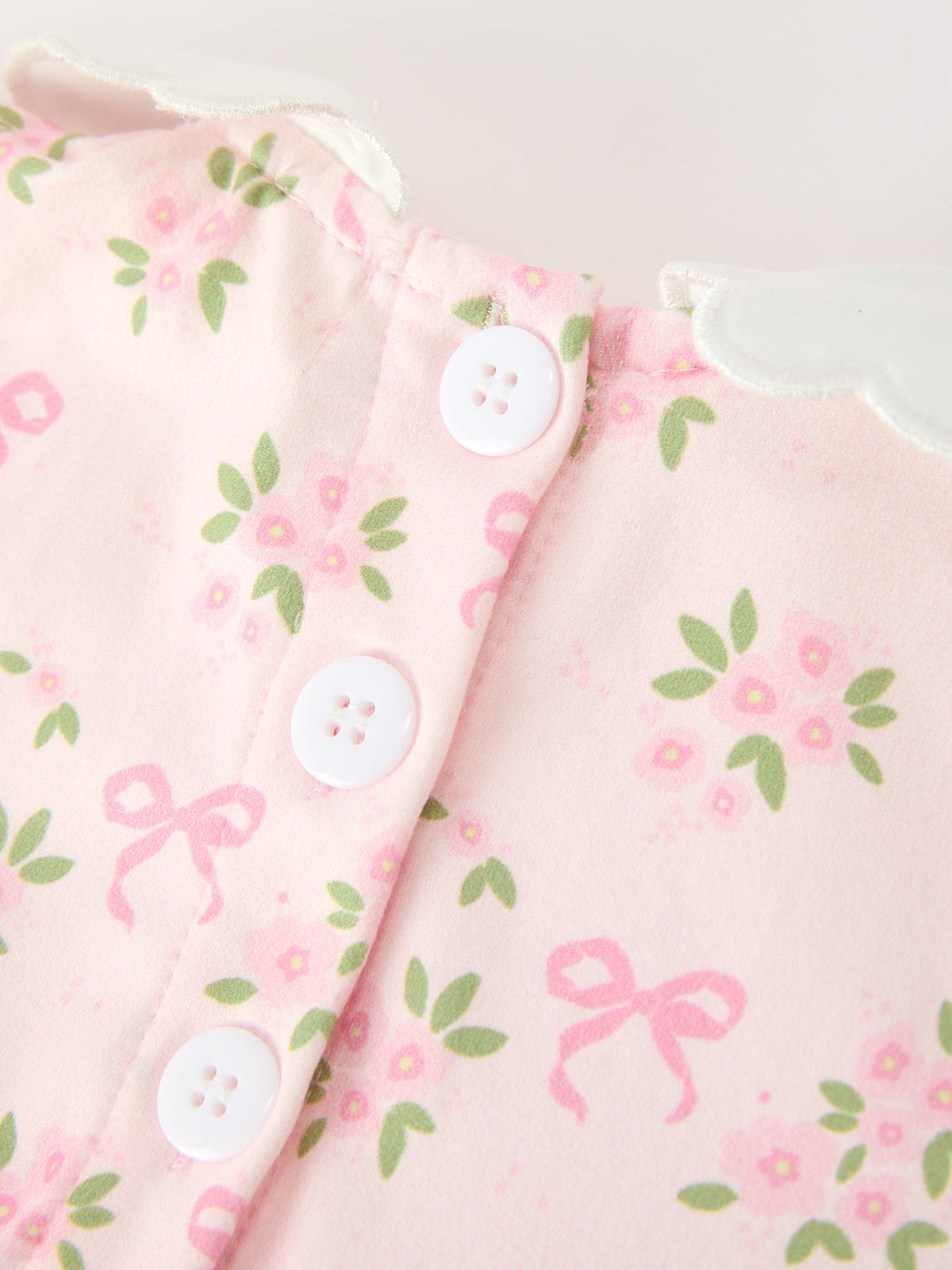 Fall Baby Girls Pink Floral Embroidered Collar Smocked Romper