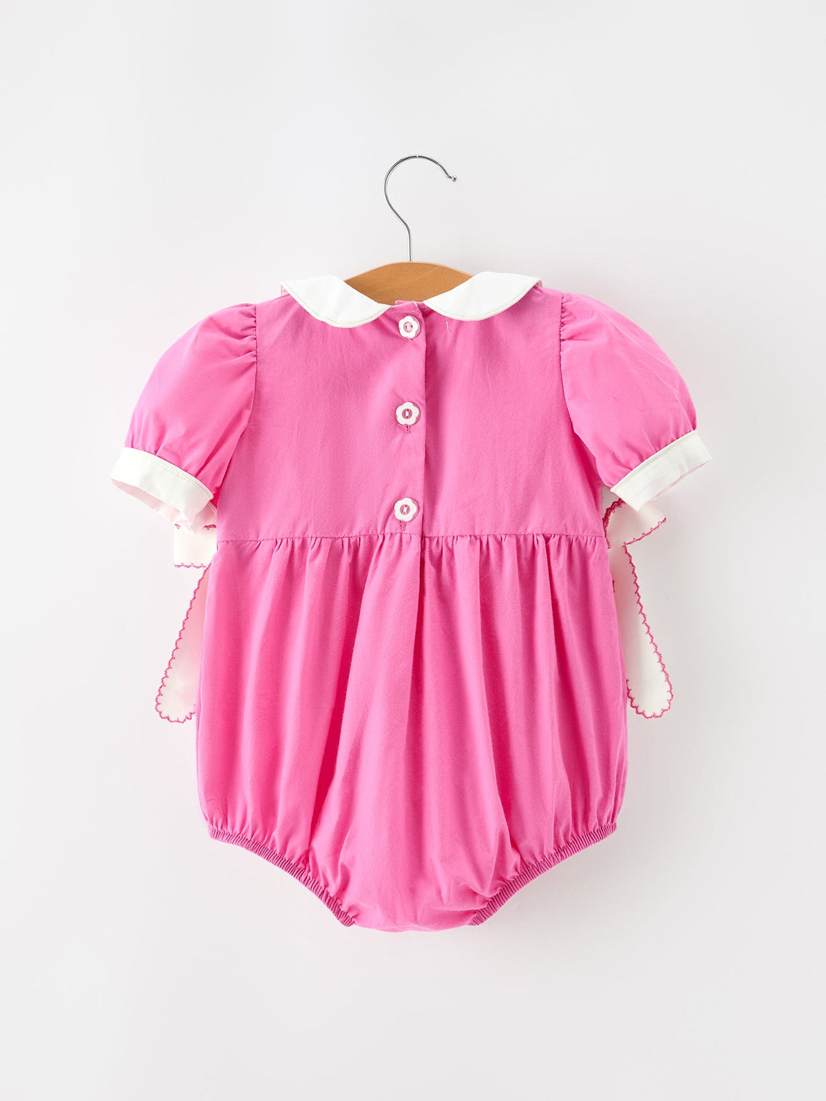 Fall Girls Hot Pink Floral Smocked Bow Bubble Romper
