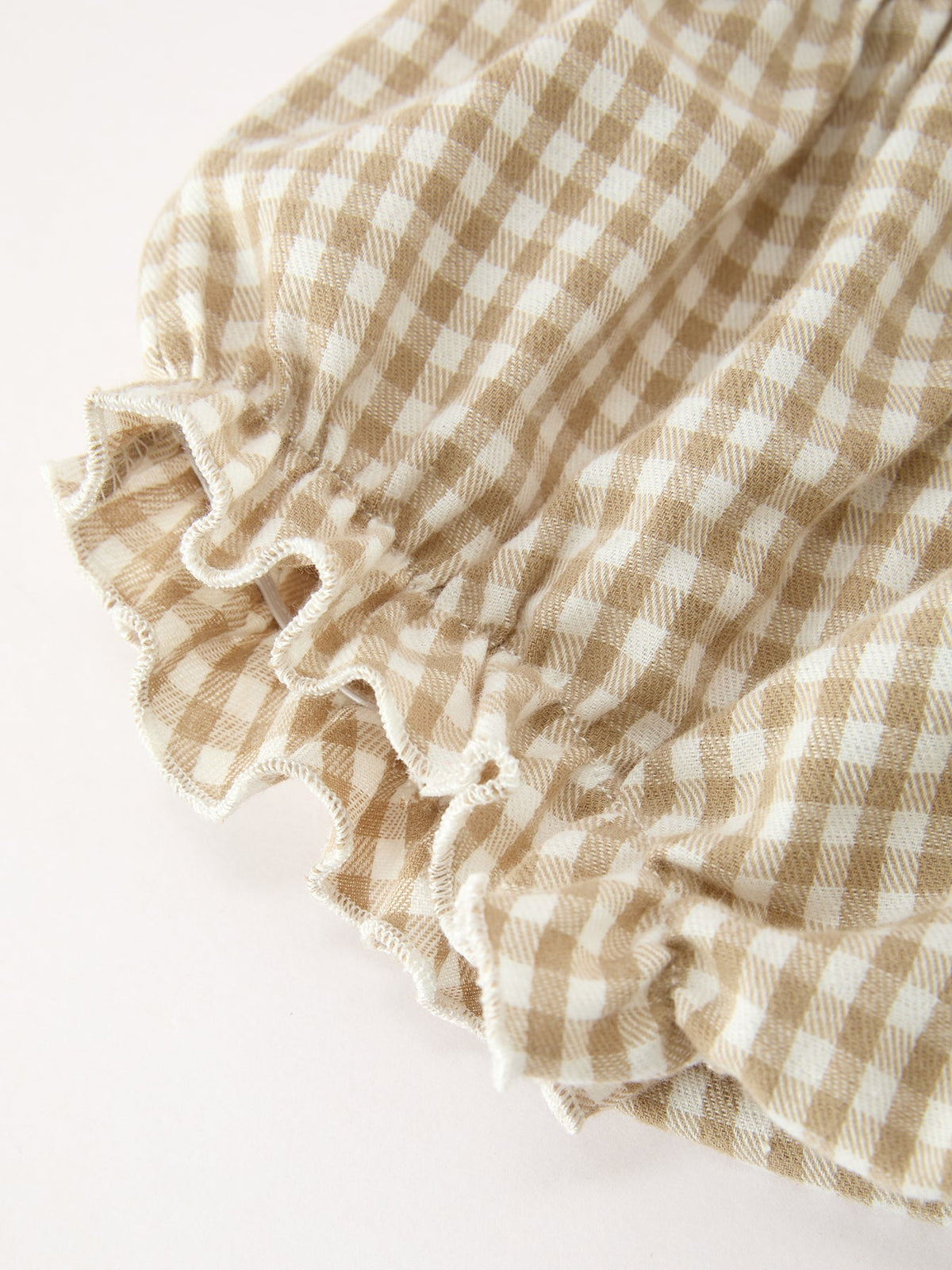 Fall Girls Khaki Plaid Floral Embroidered Bloomer Set