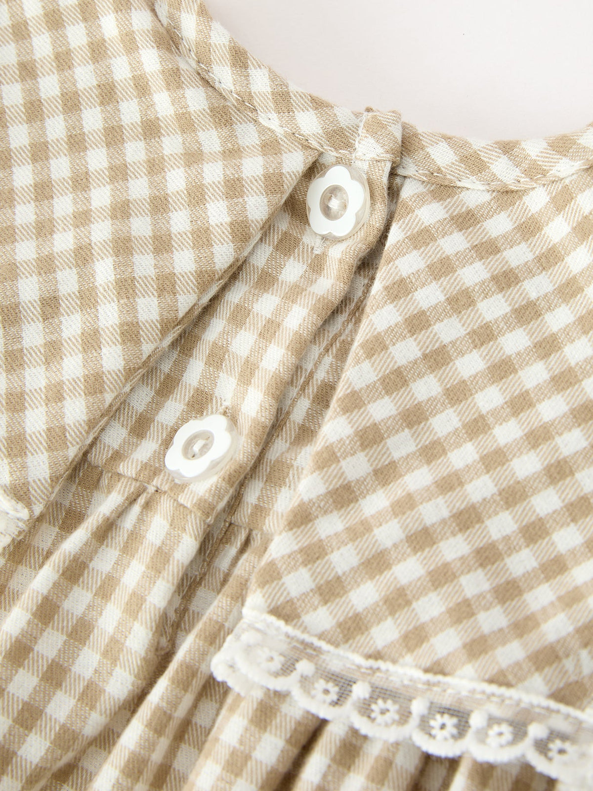 Fall Girls Khaki Plaid Floral Embroidered Bloomer Set