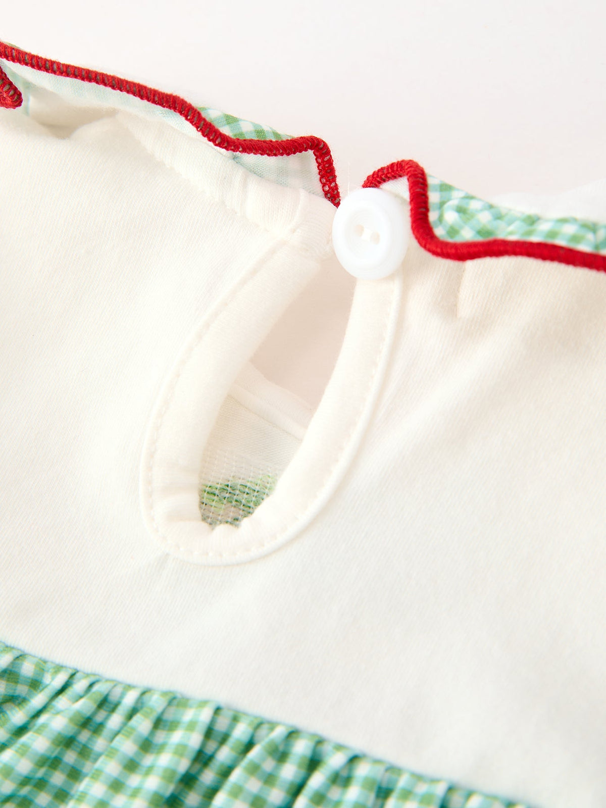 Baby Girls Christmas Green Plaid Embroidered Dress Top & Bloomer Set