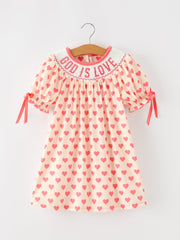Girls Valentine's Day God Is Love Heart Smocked Dress