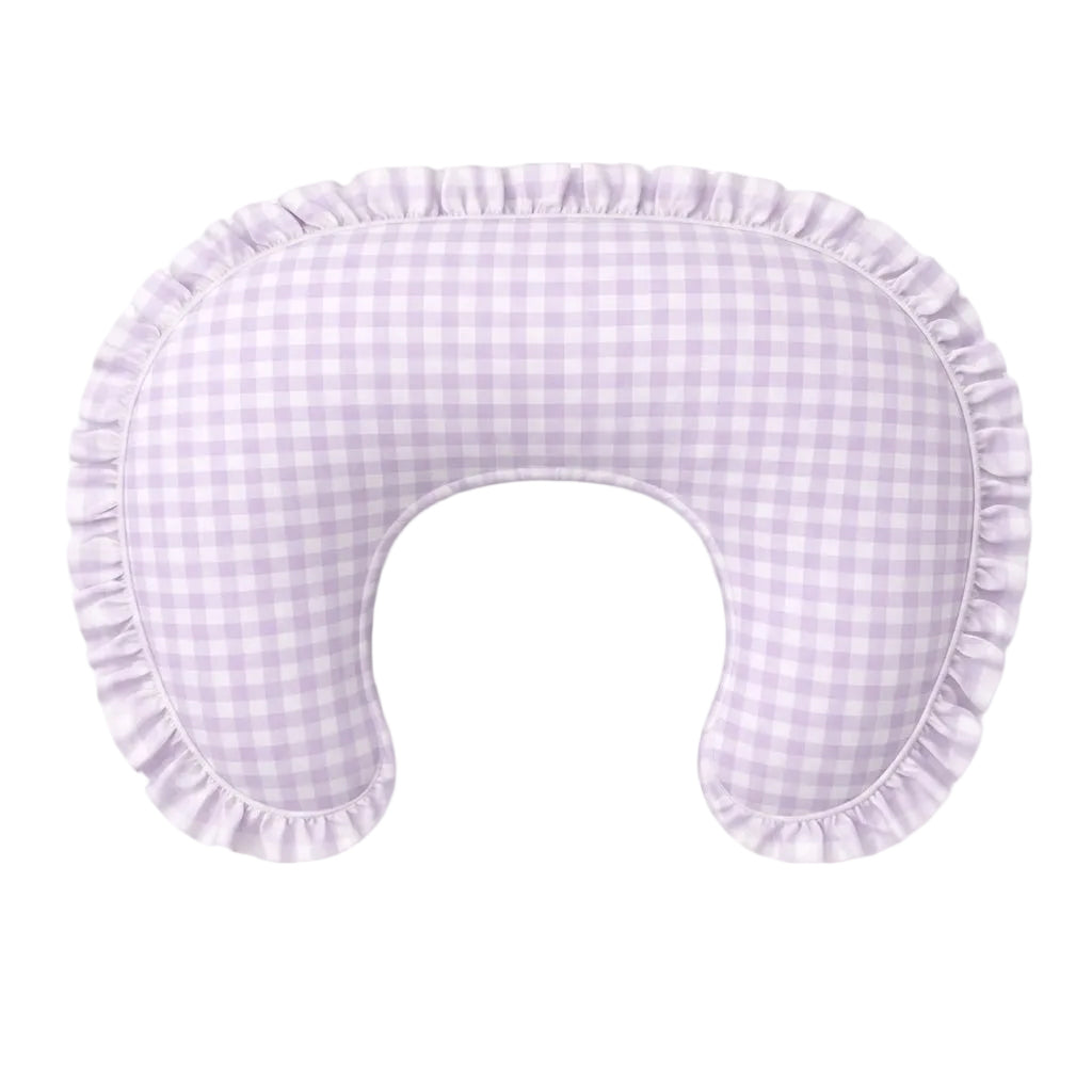 Purple Gingham Ruffle Nursing Pillow Cover
