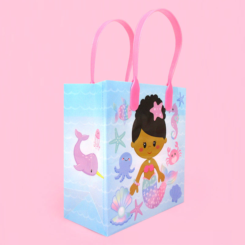Rainbow Mermaid Party Favor Treat Bags - Set Of 6 Or 12