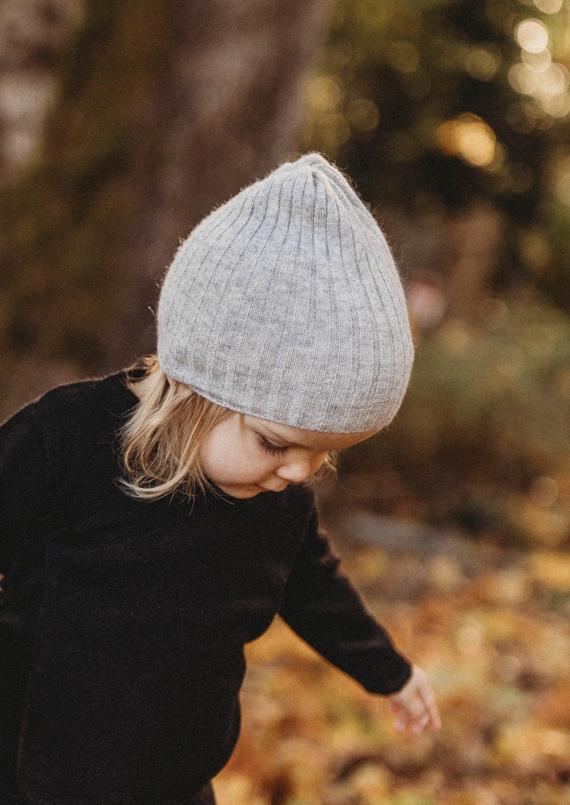 Cashmere Rib Beanie | Grey Merle