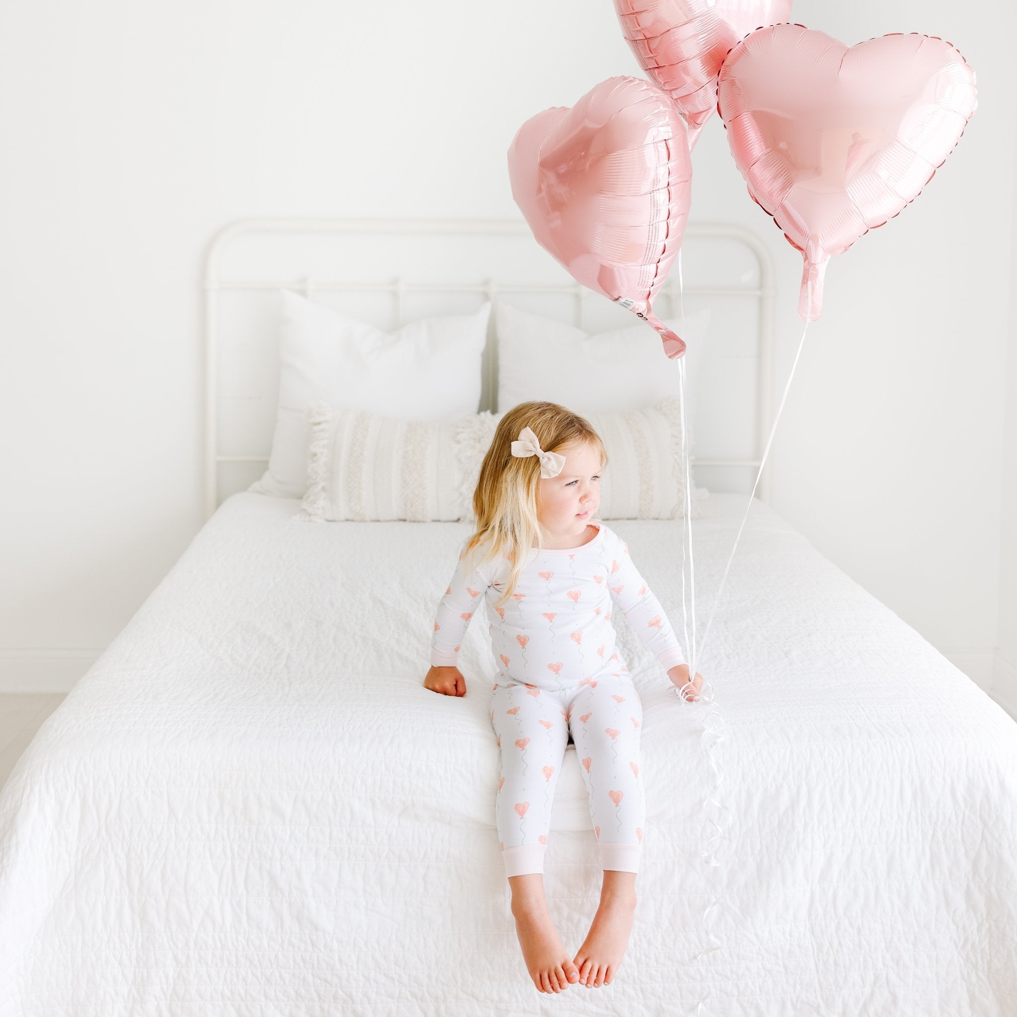 White Heart Balloon Pajama Set
