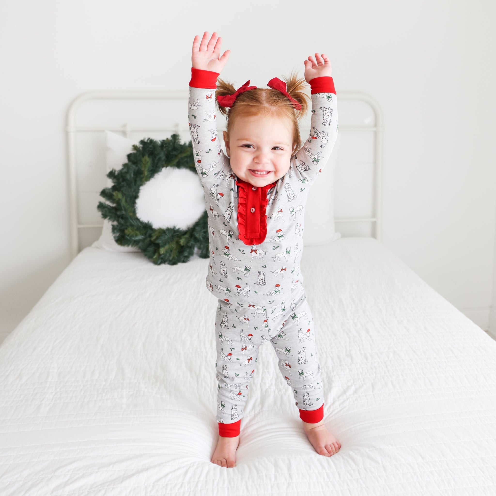 Holiday Dalmatian 2-piece Pajama With Ruffle