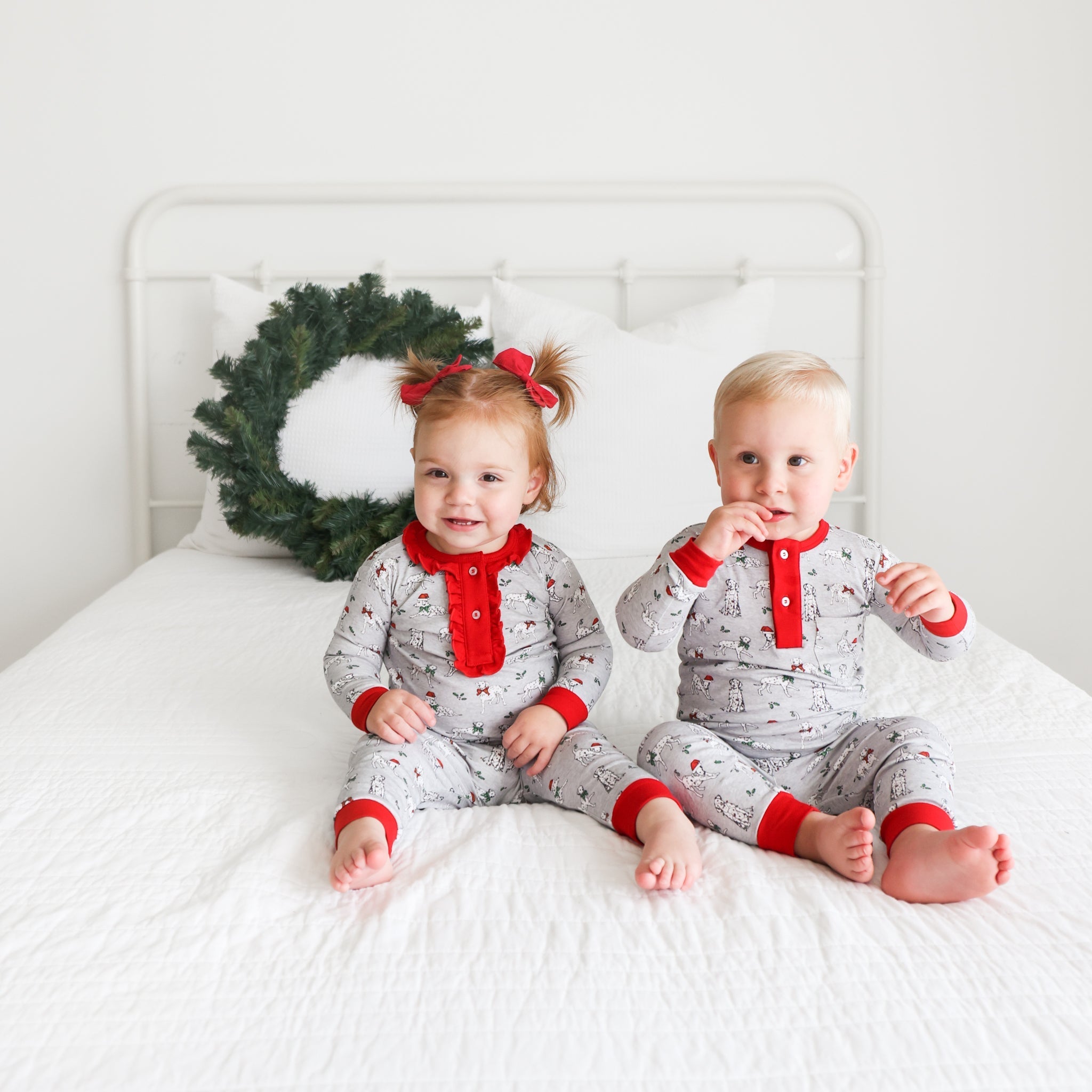 Holiday Dalmatian 2-piece Pajama With Ruffle