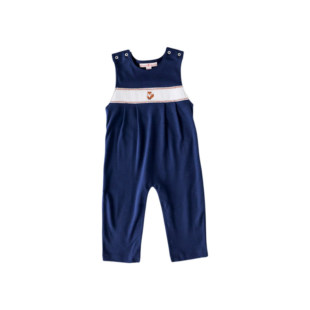 Navy Fox Smocked Romper