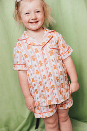 Teddy Tulips Button Up Short Set