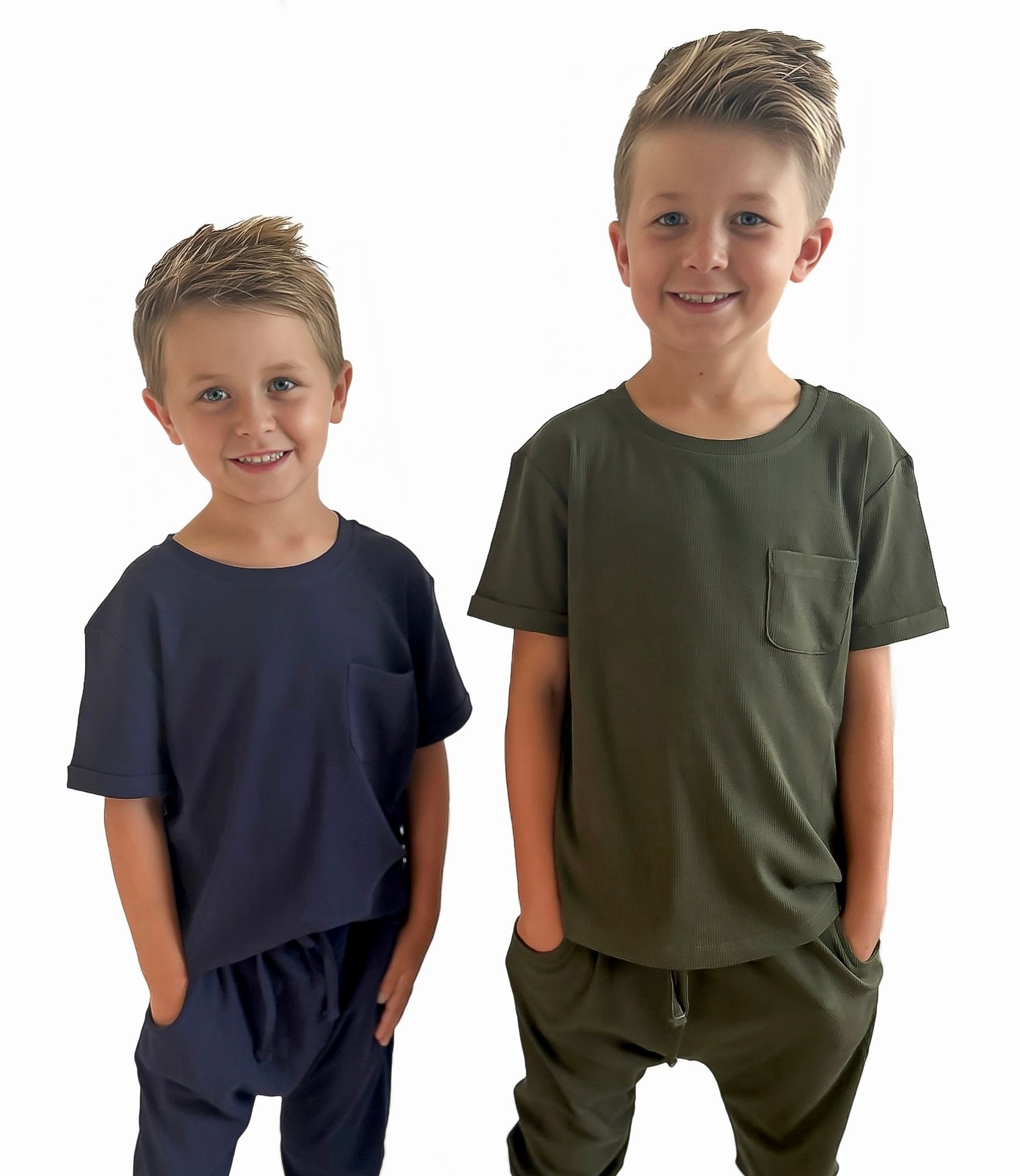 Bamboo Ribbed Pocket Tee - Navy