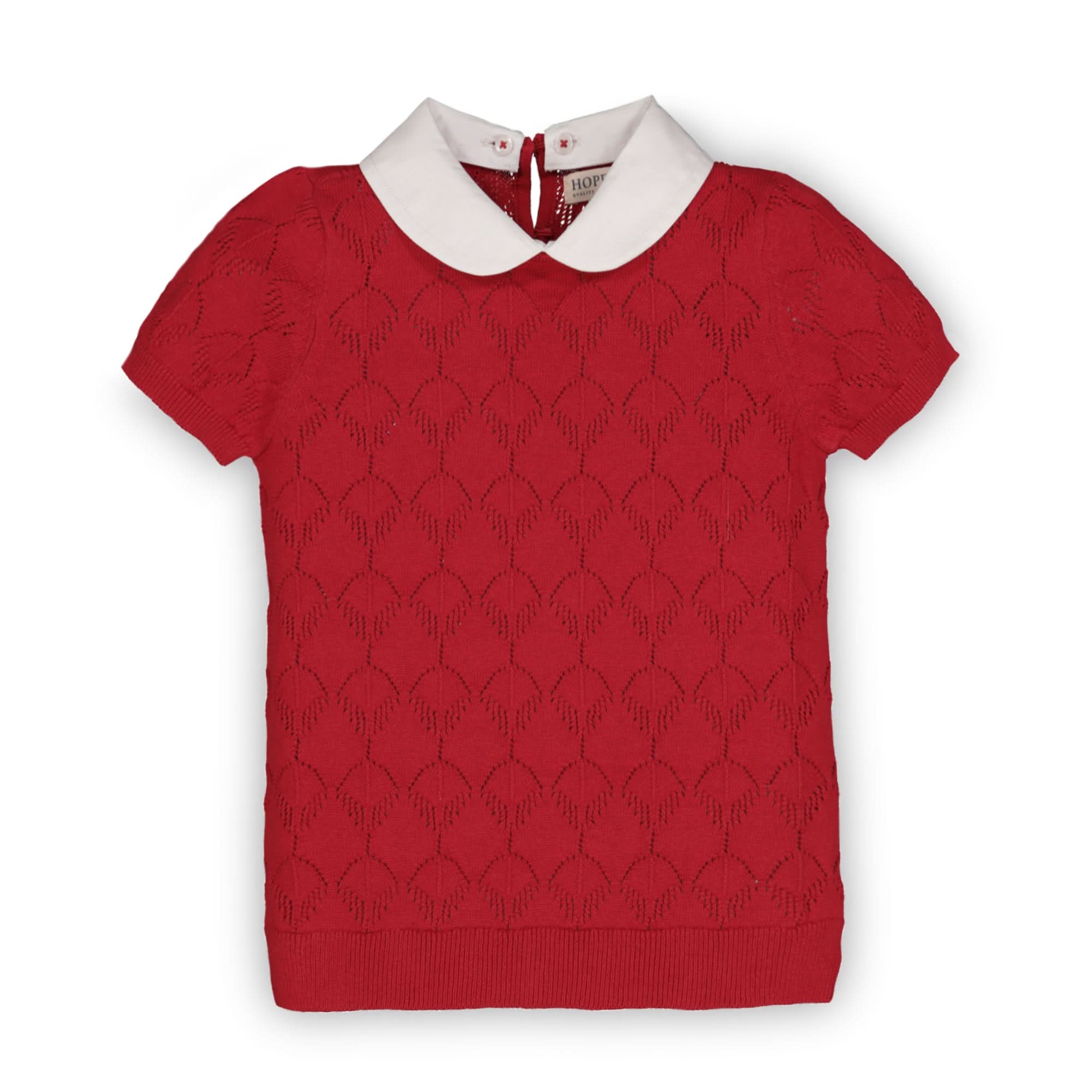 French Look Short Sleeve Sweater With Collar