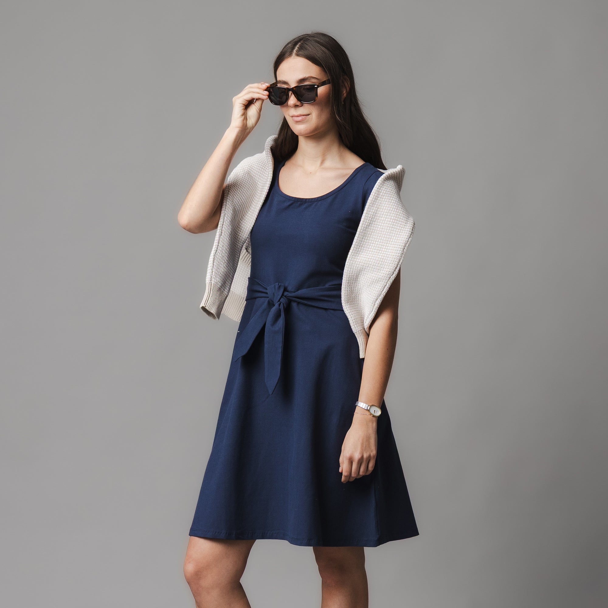 Organic Tie-waist Knit Dress