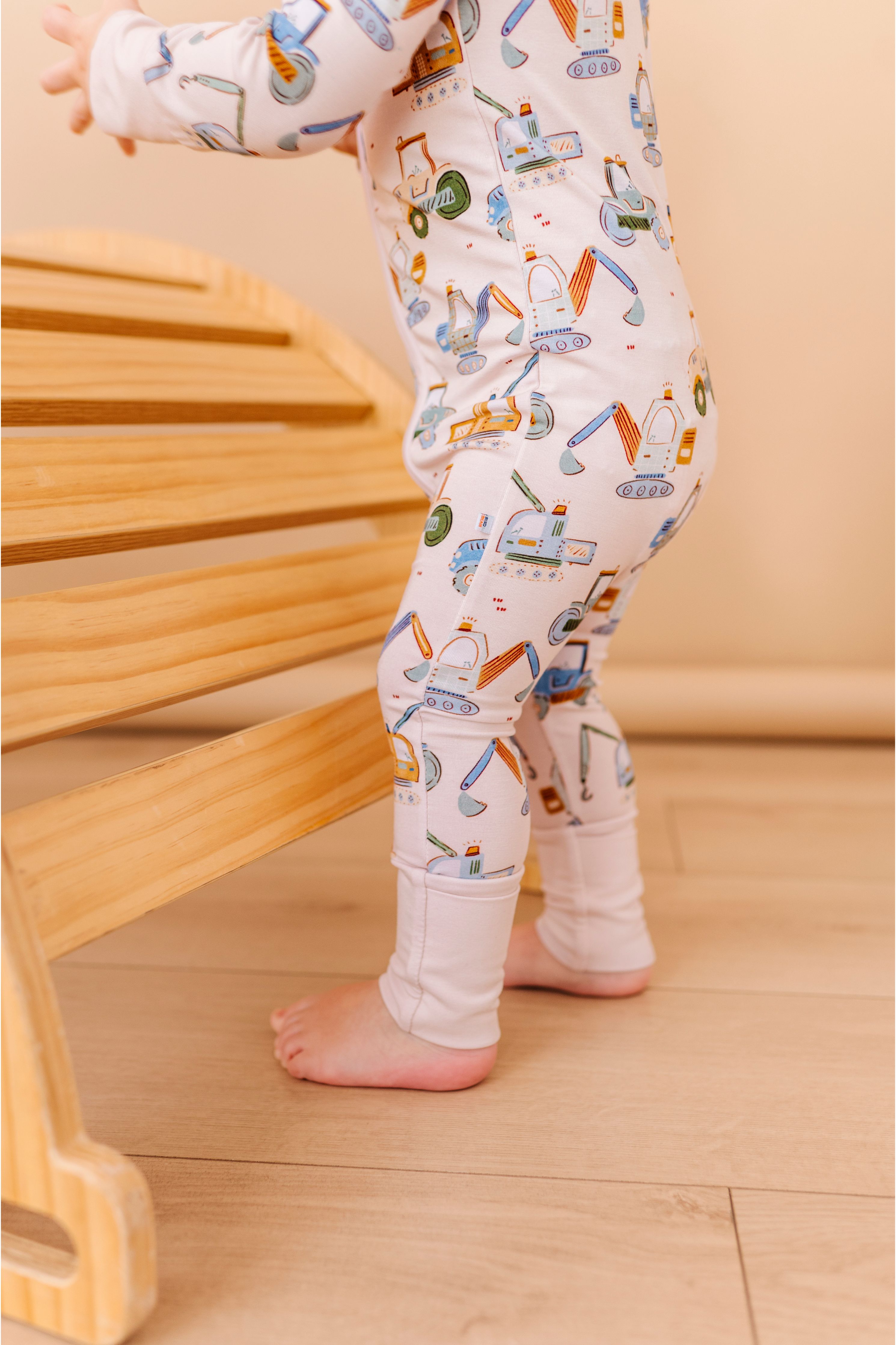 Bamboo One Piece Zip Pajama -little Builder