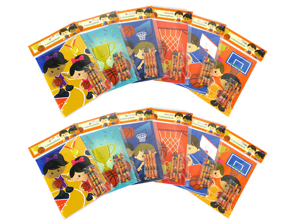 Basketball Coloring Books With Crayons Party Favors - Set Of 6 Or 12