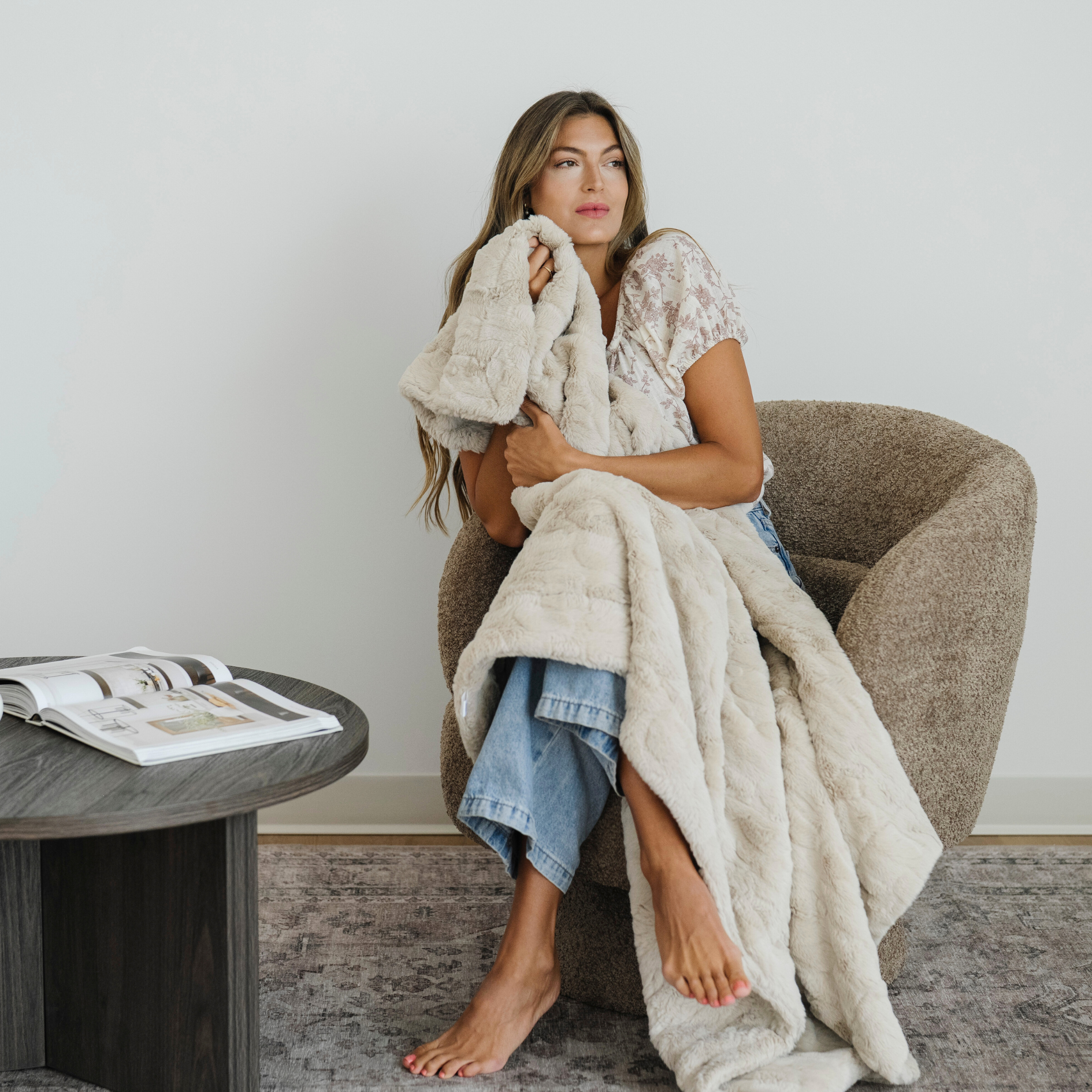 Patterned Faux Fur Throw Blankets