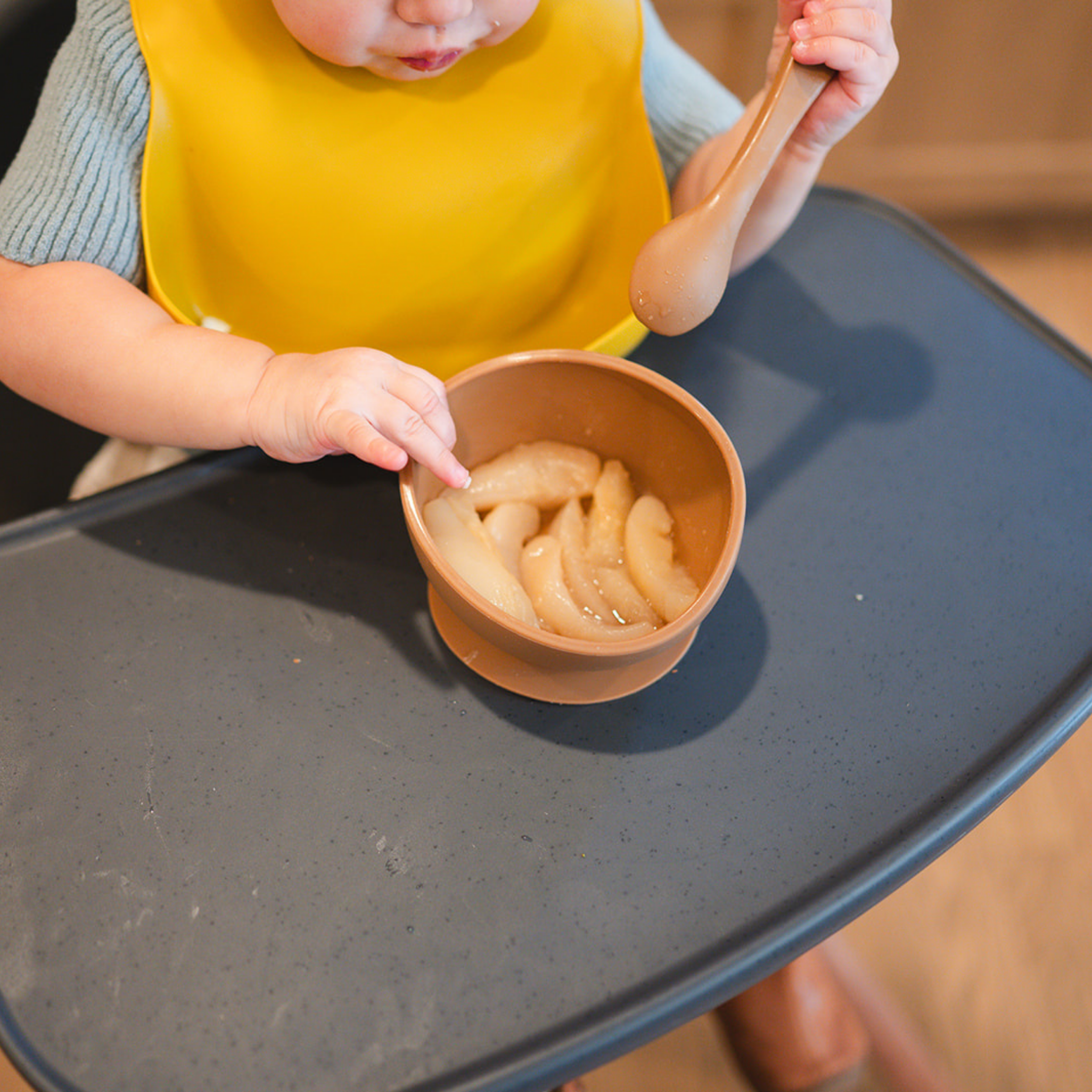 Apricot Suction Bowl And Spoon Set