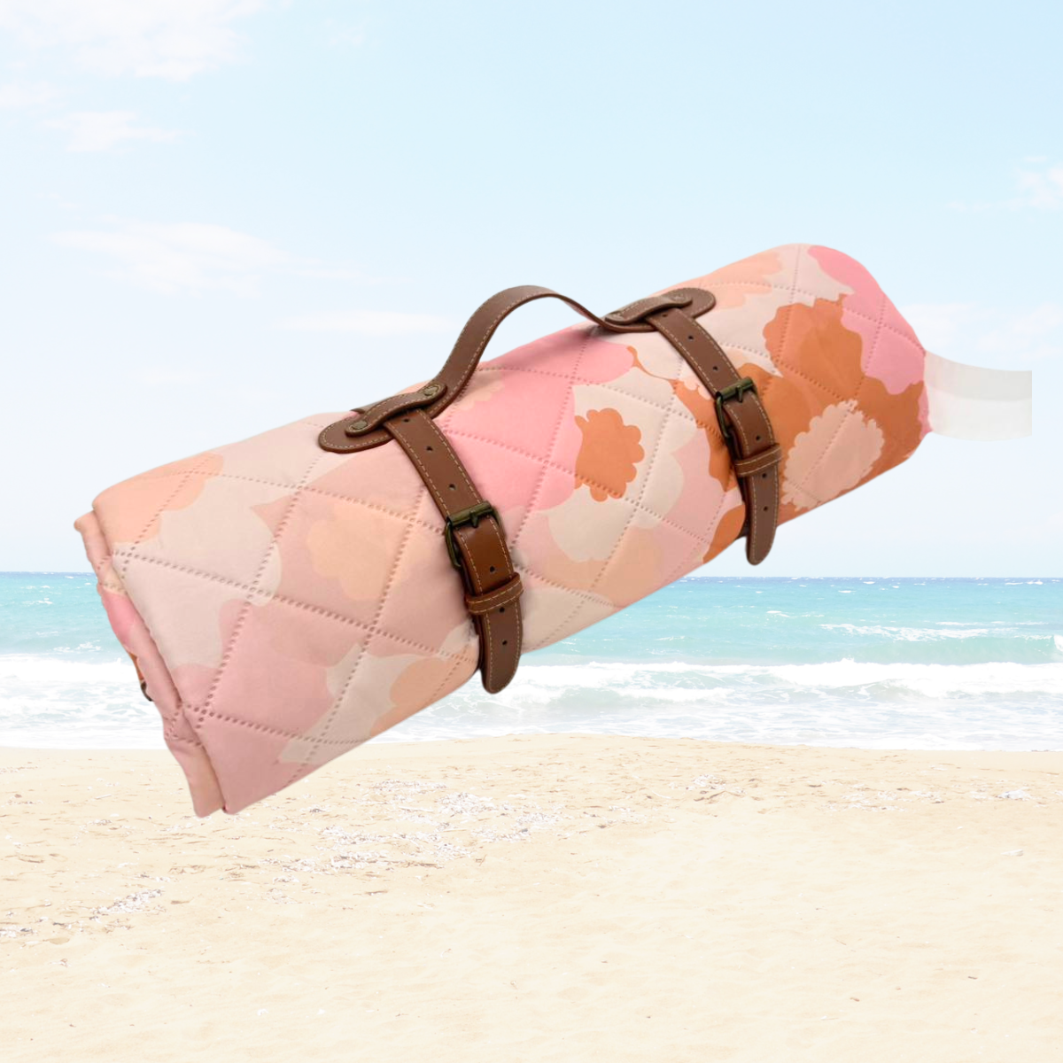 Blush Meadow Quilted Water Resistant Beach Mat