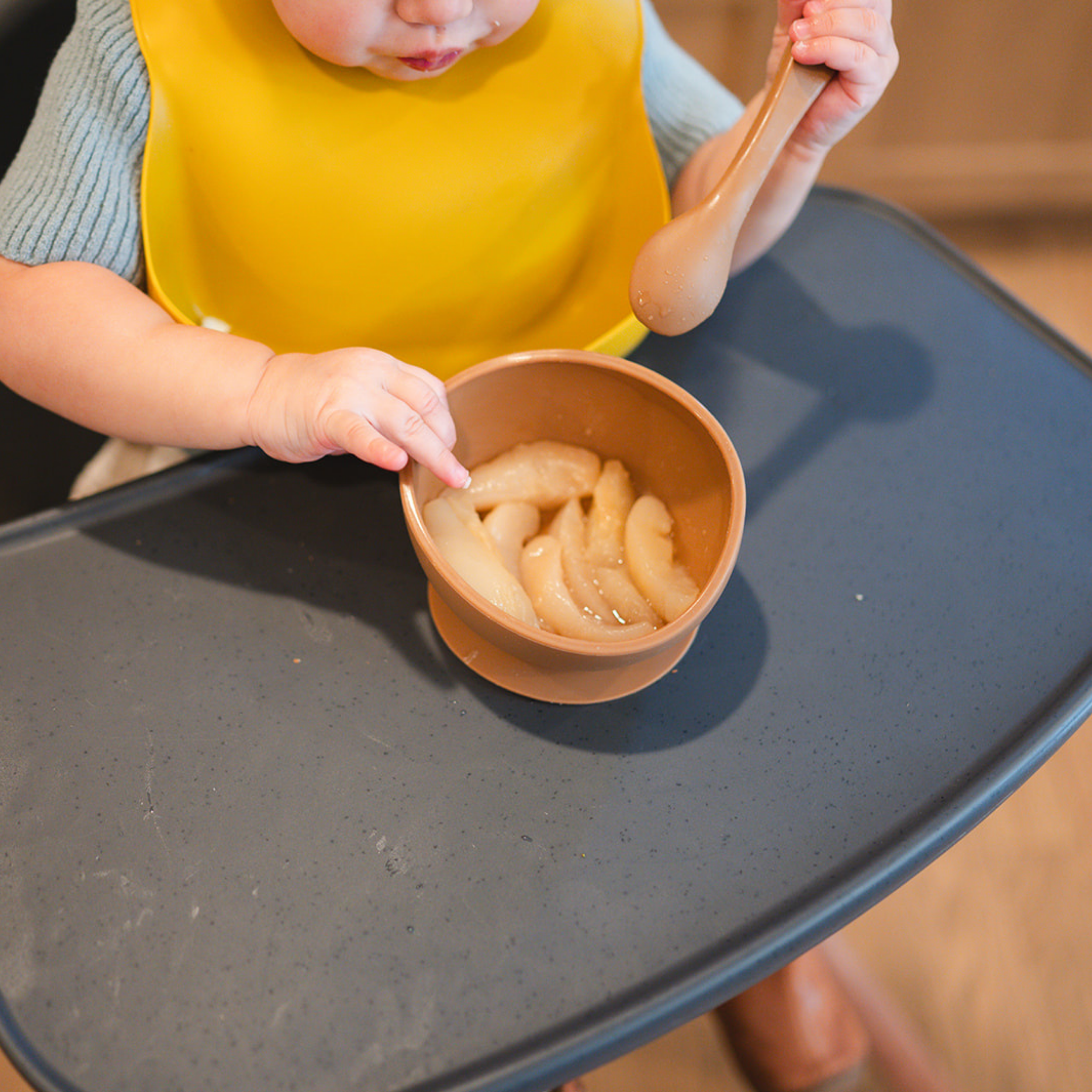 Charcoal Suction Bowl And Spoon Set