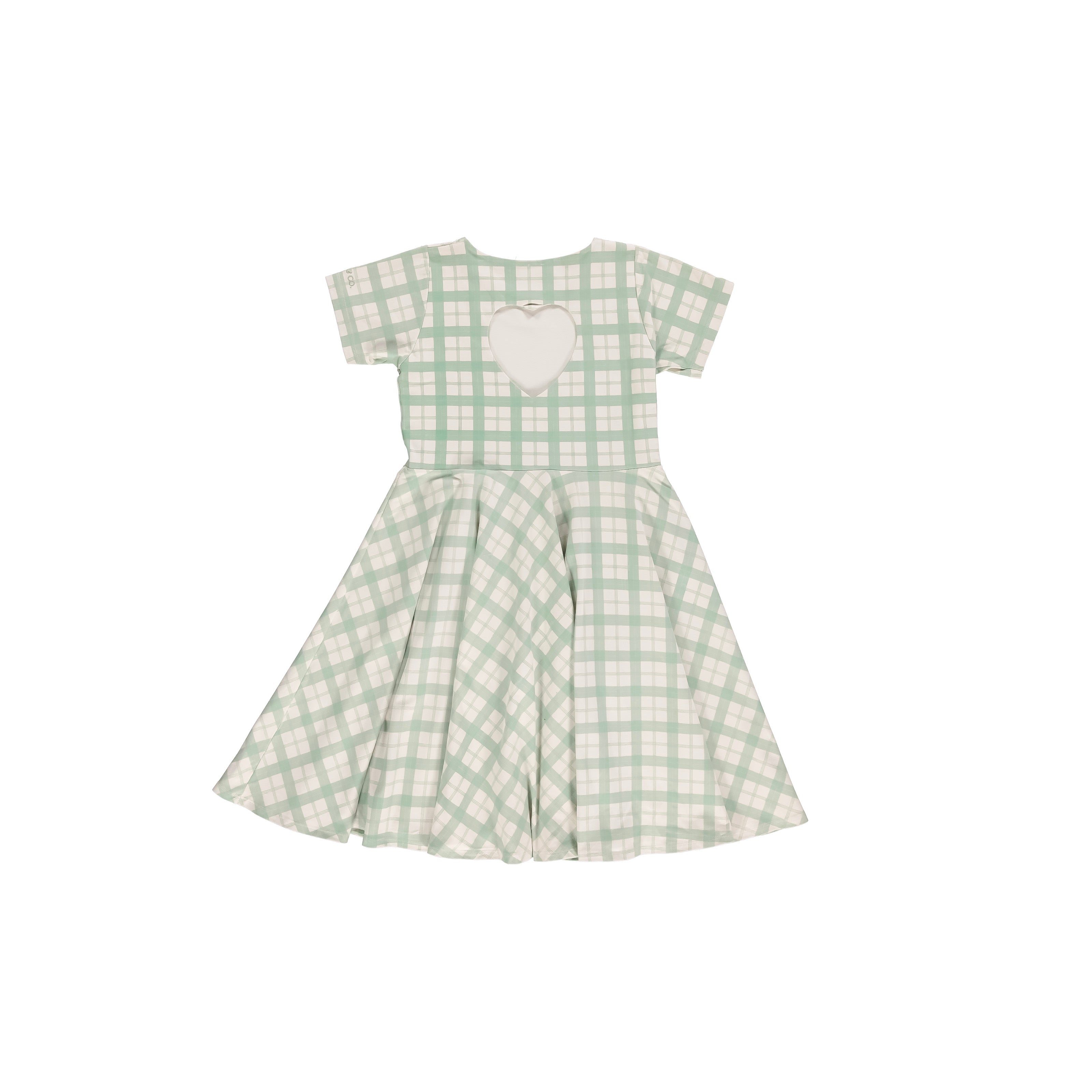 Sweetheart Twirl Dress | Organic Cotton Jersey - Fern Plaid
