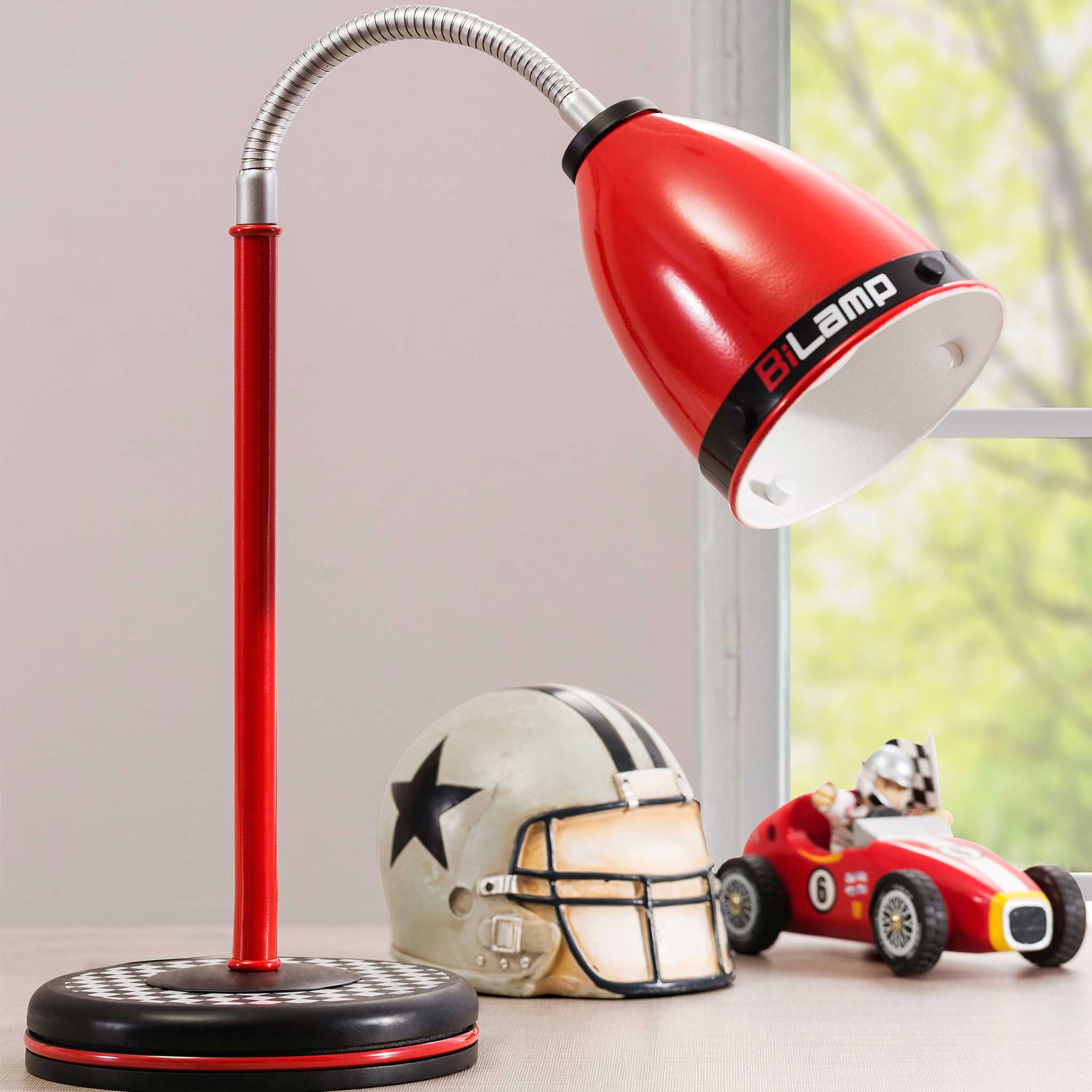 Gts Red Gooseneck Metal Table Lamp