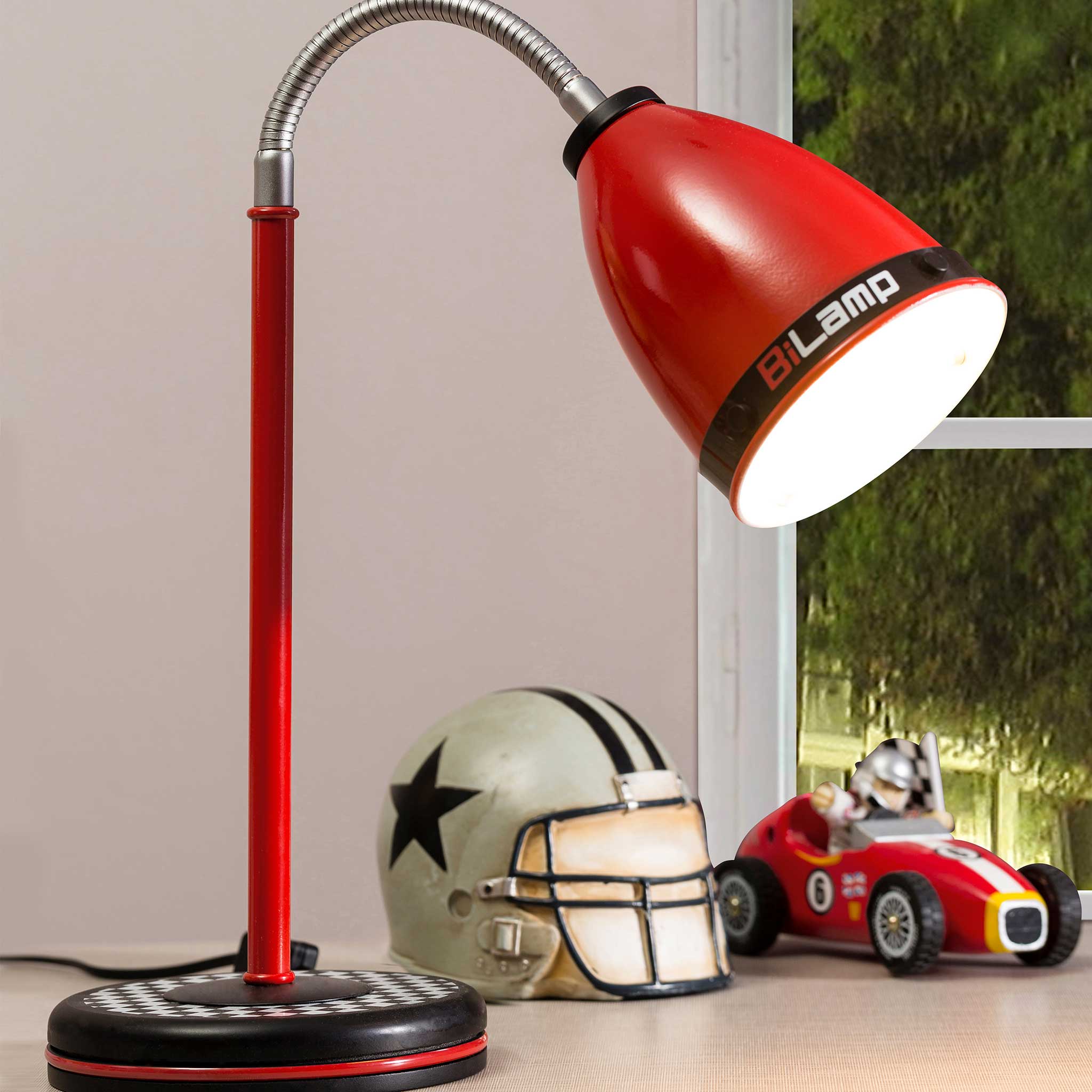 Gts Red Gooseneck Metal Table Lamp