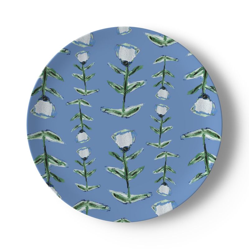 Blue Tulip Bone China Plate