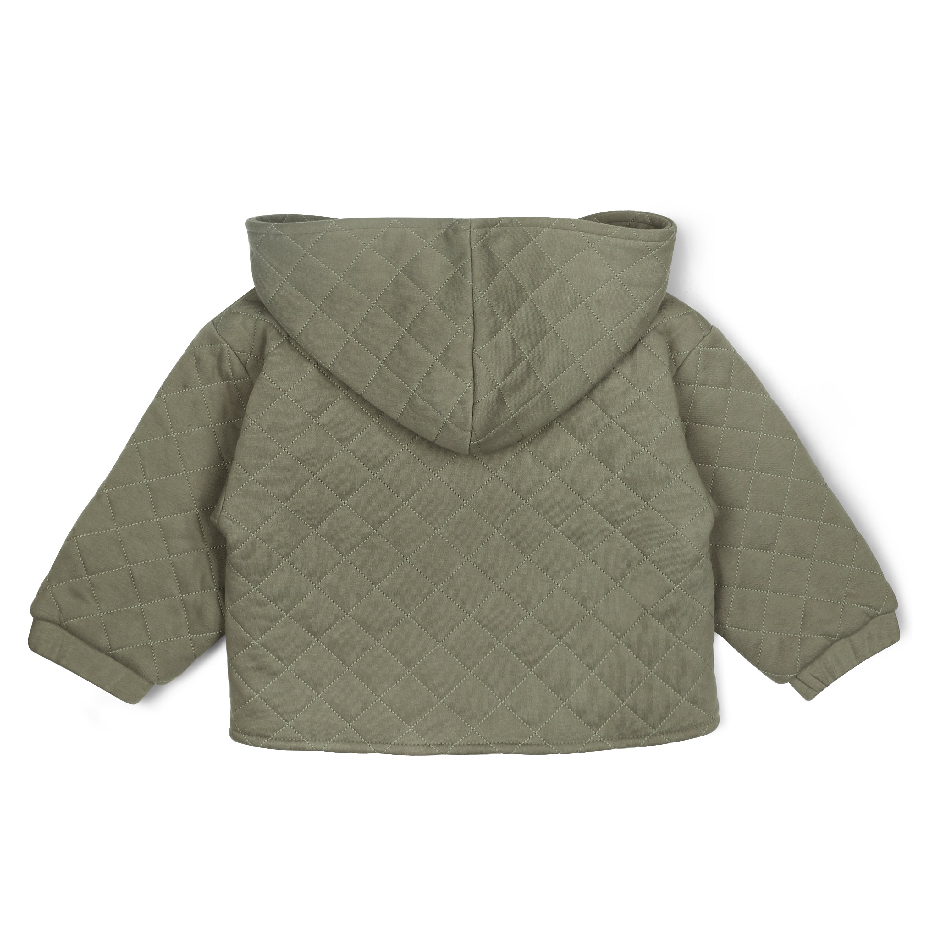 Organic Quilted Hooded Jacket - Olive