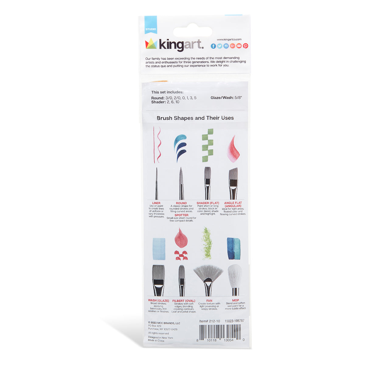 Studio Mixed Media Gold Nylon Brush Set – 10 Pc