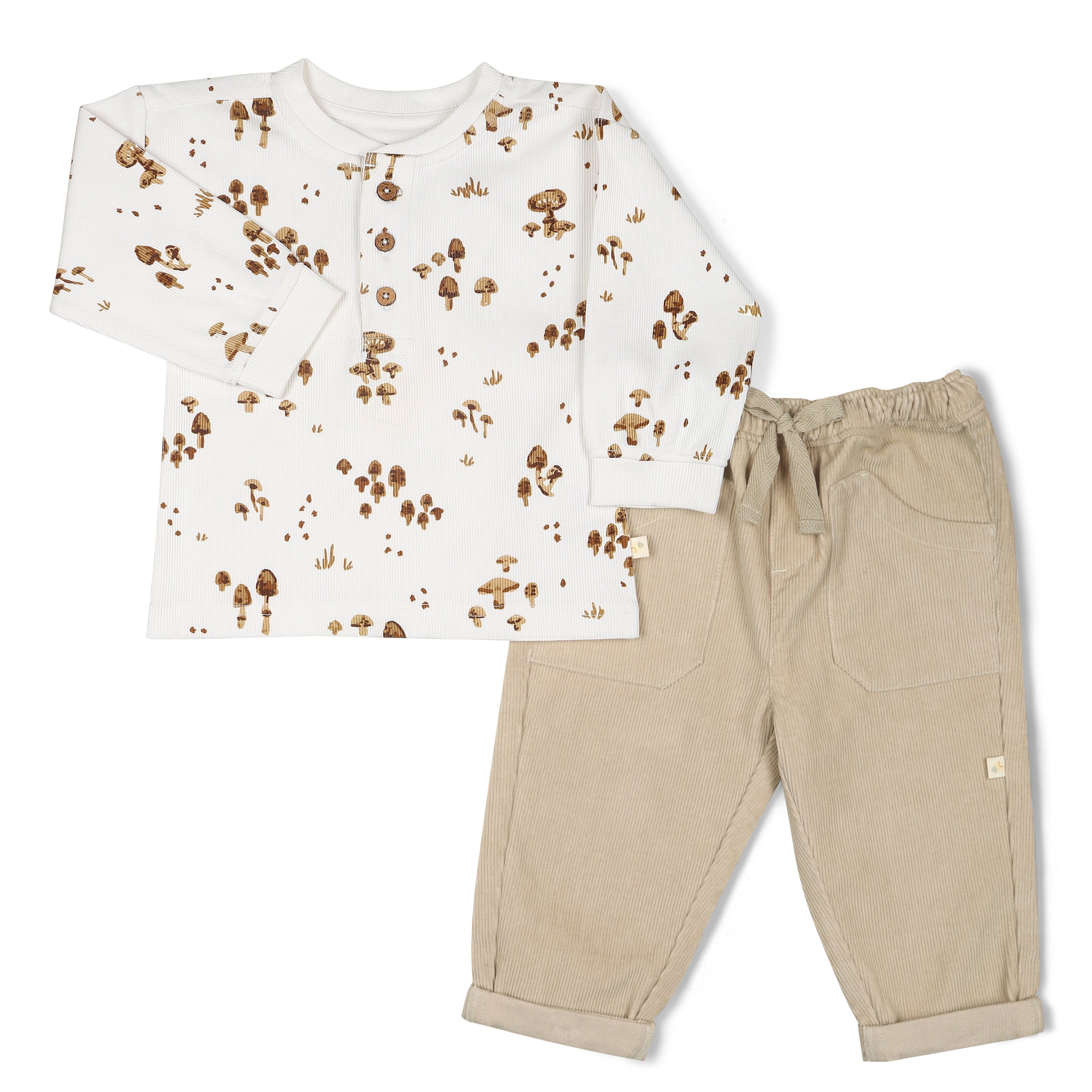 Organic Tee And Corduroy Pant Set - Oat