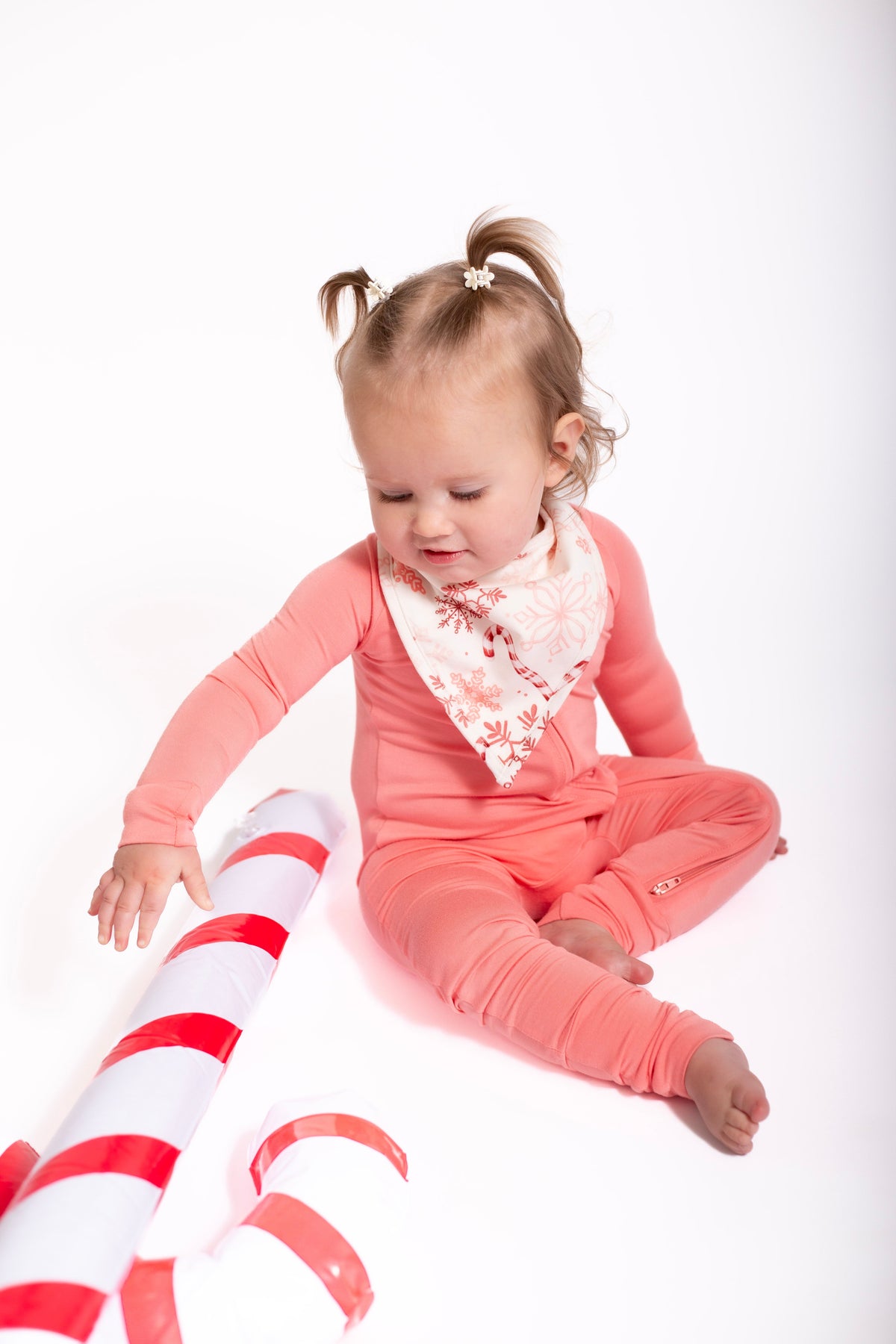 My First Candy Cane: Bamboo Bib In Blue & Peach