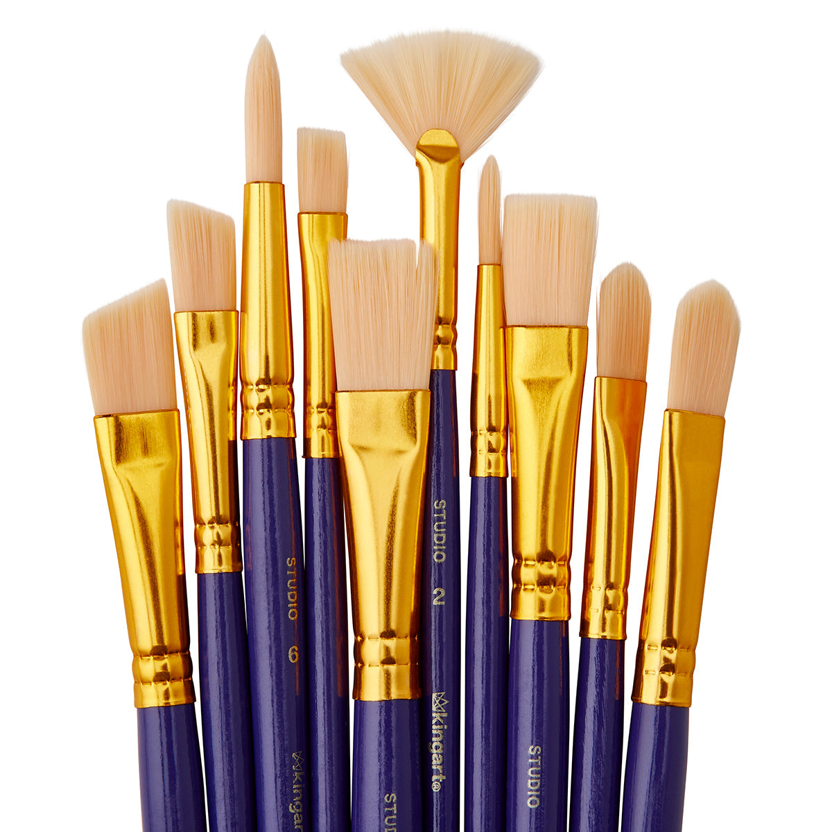 Studio Mixed Media White Bristle Brush Set - 10 Pc