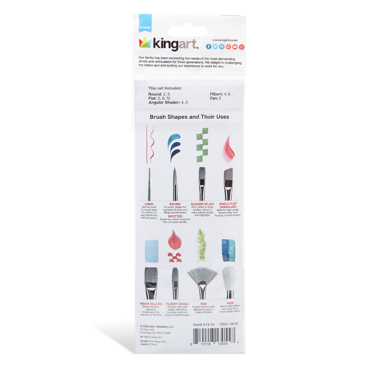 Studio Mixed Media White Bristle Brush Set - 10 Pc
