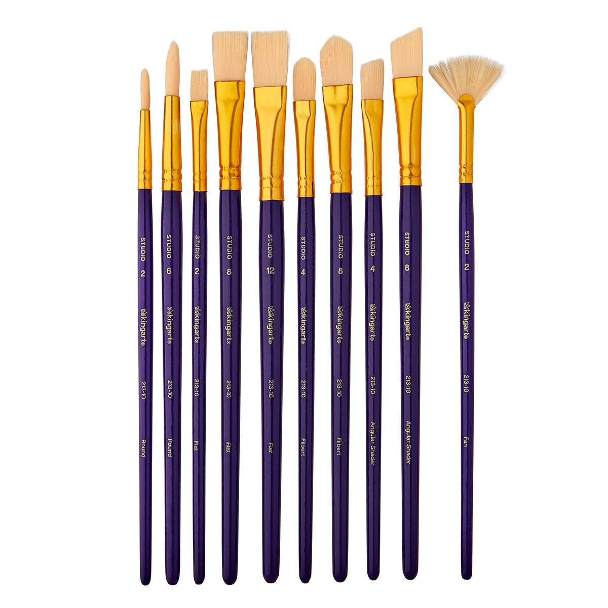 Studio Mixed Media White Bristle Brush Set - 10 Pc