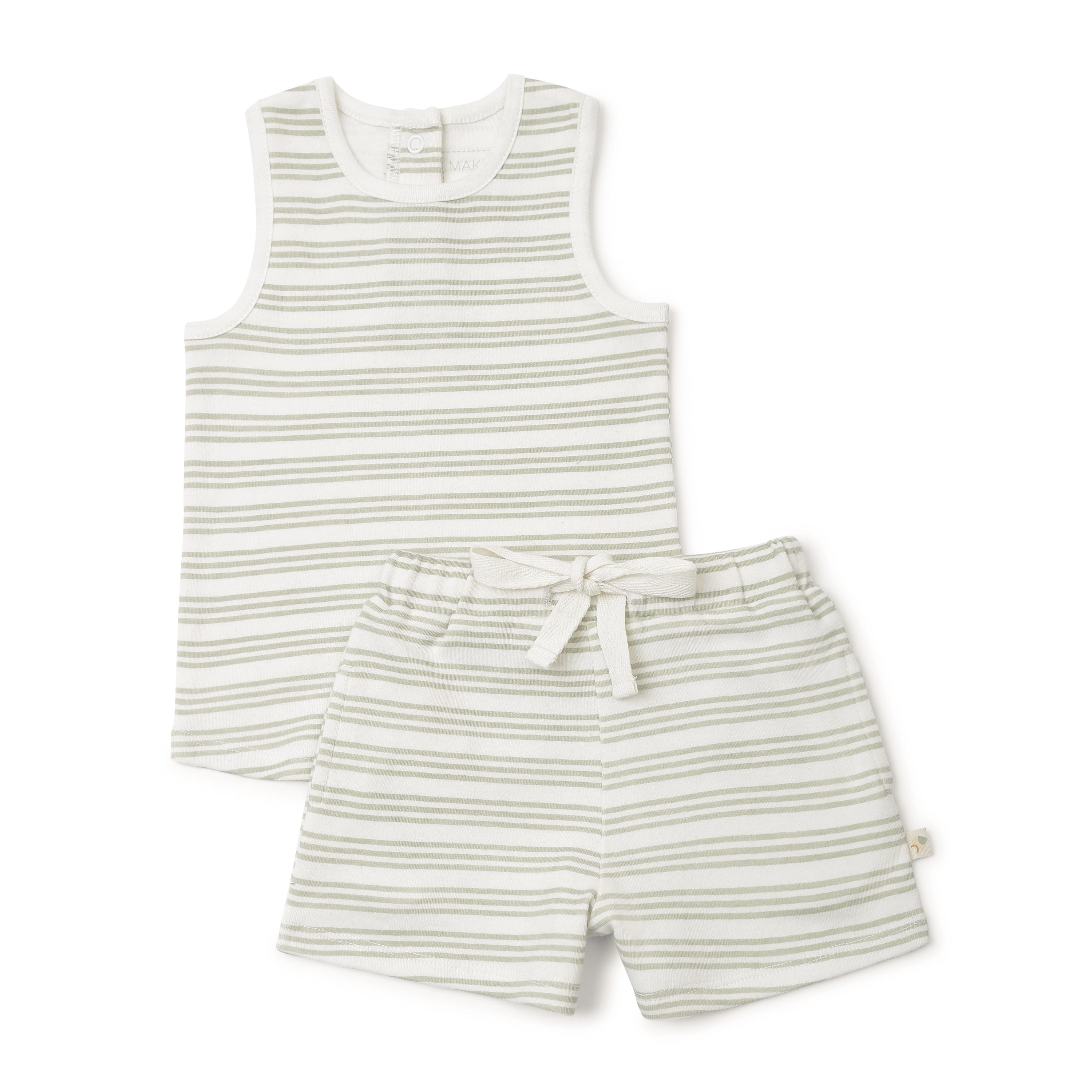 Organic Baby Toddler Tee & Shorts - Foam Stripes