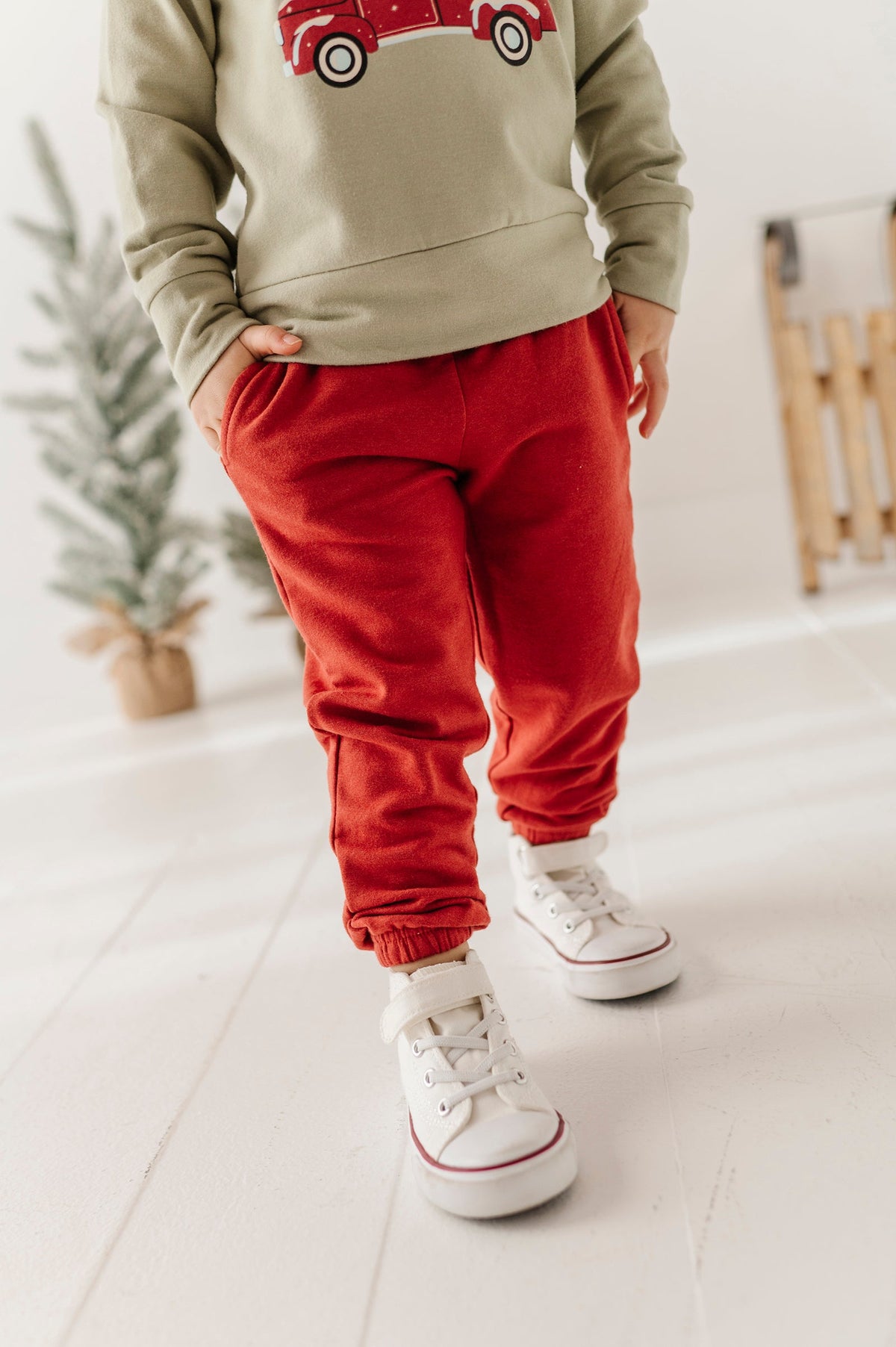 Boys Joggers In Berry Red