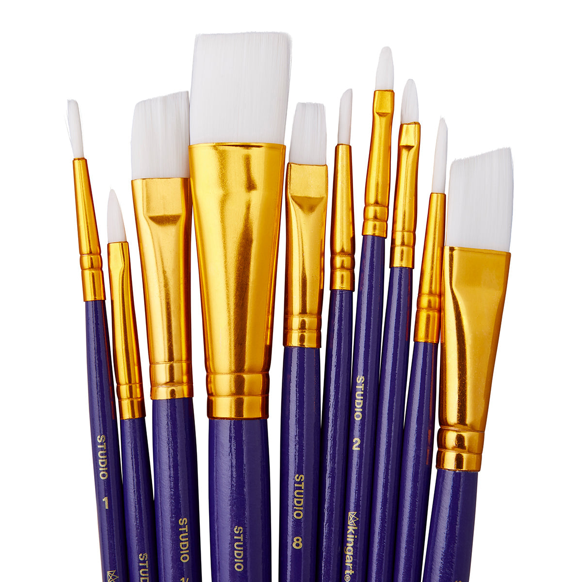 Studio Mixed Media White Nylon Brush Set - 10 Pc