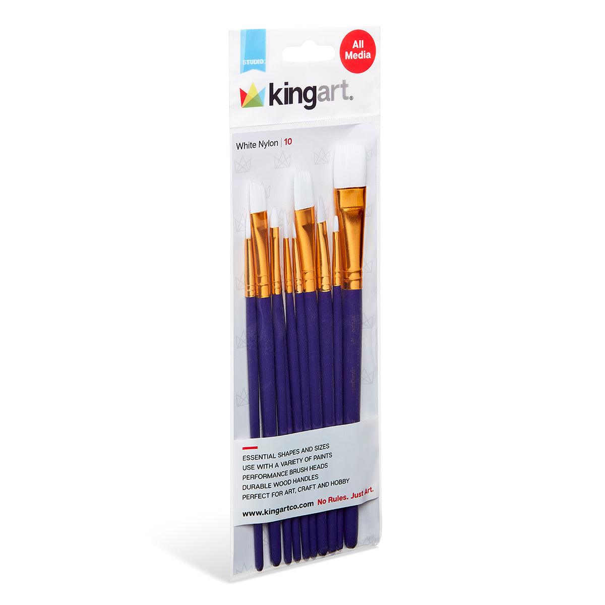 Studio Mixed Media White Nylon Brush Set - 10 Pc