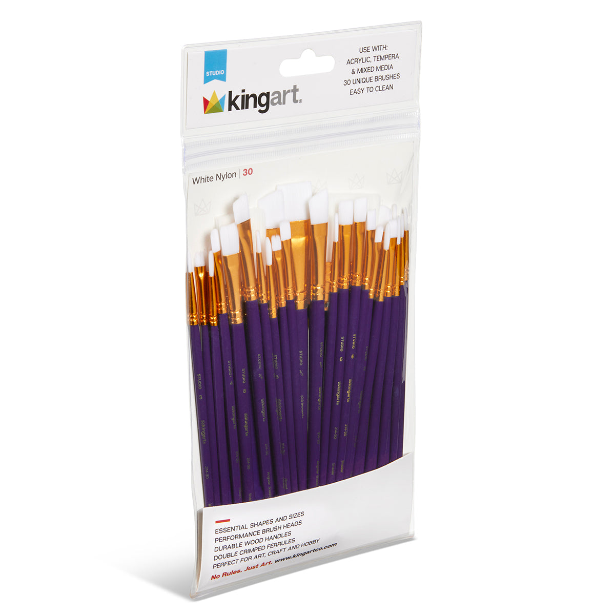 Studio Mixed Media White Nylon Brush Set - 30 Pc