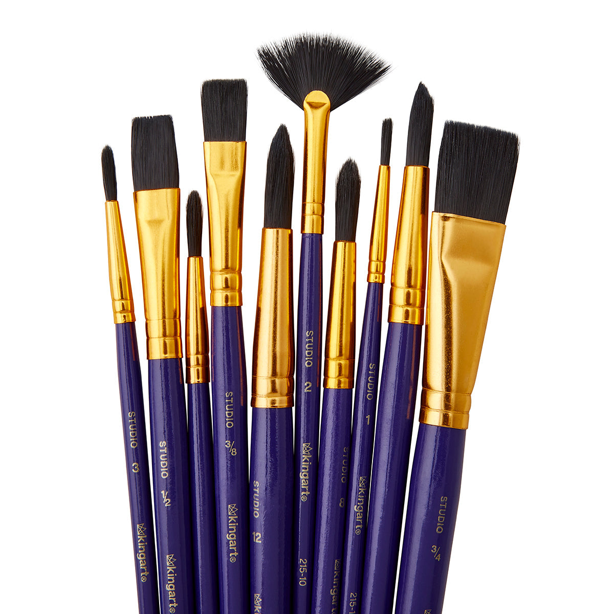 Studio Mixed Media Black Nylon Brush Set - 10 Pc