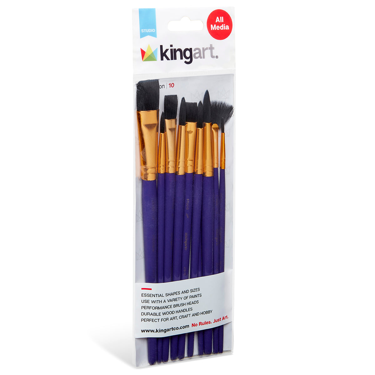 Studio Mixed Media Black Nylon Brush Set - 10 Pc