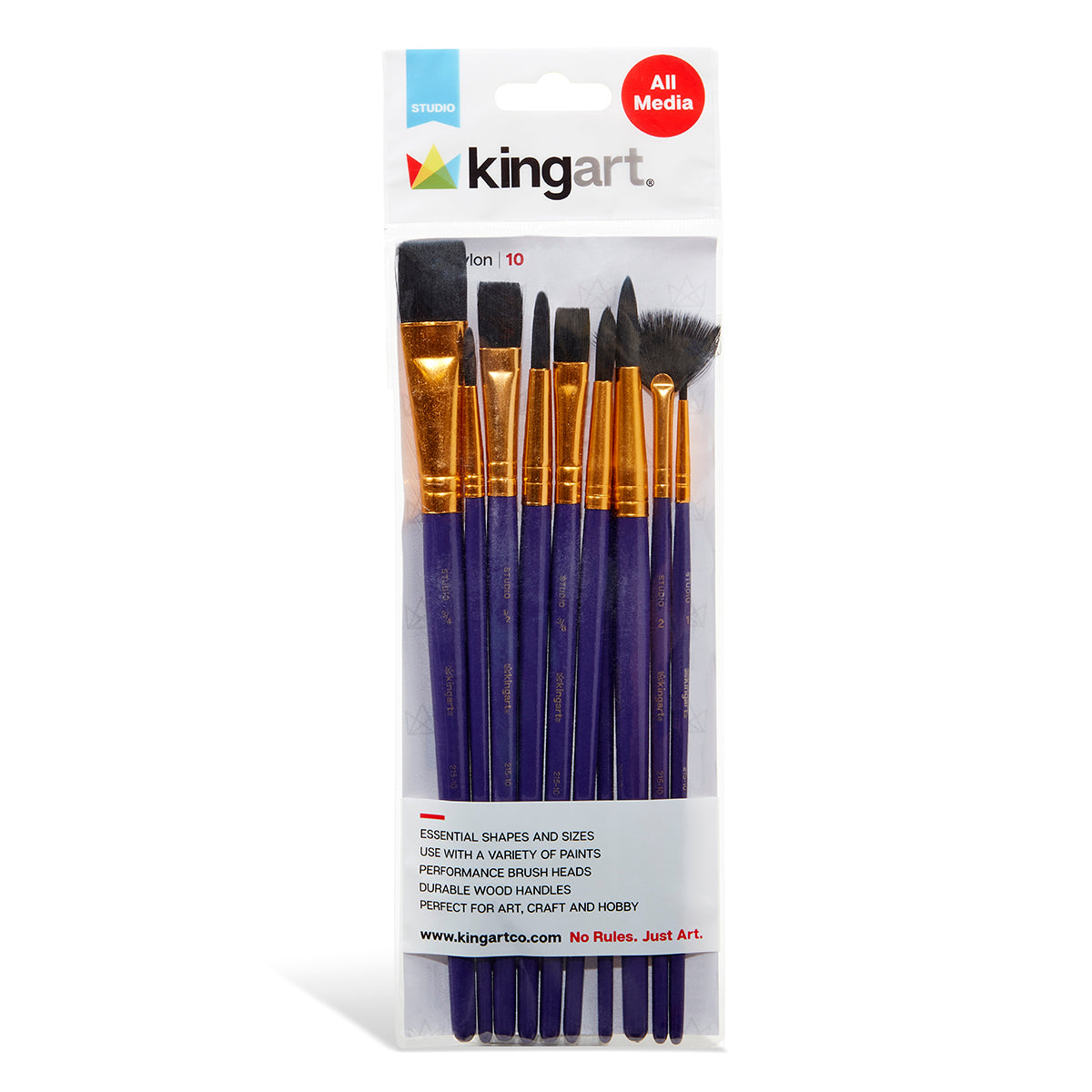 Studio Mixed Media Black Nylon Brush Set - 10 Pc